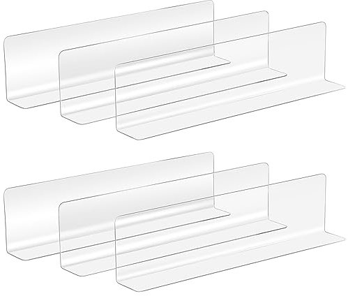 HOMSFOU Regal-Trenner, 20 Stück, Regal-Trenner, transparenter Kunststoff, L-förmiger Supermarkt-Organizer für Küchenschrank, Bücherregal, Büro, Einzelhandel