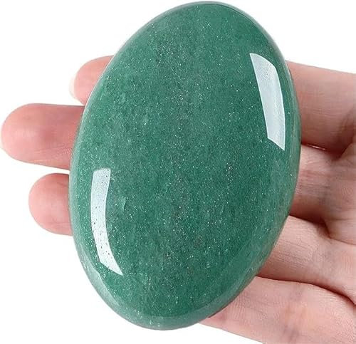 QINJIEJIE Groß Grün Aventurin 2.4 Ovale Kristall Natürliche Kristalle Edelsteine Sorgensteine Handschmeichler Stein Polierte Steine Reiki Steine für Angst zu Lindern Yoga Meditation Deko 1PC