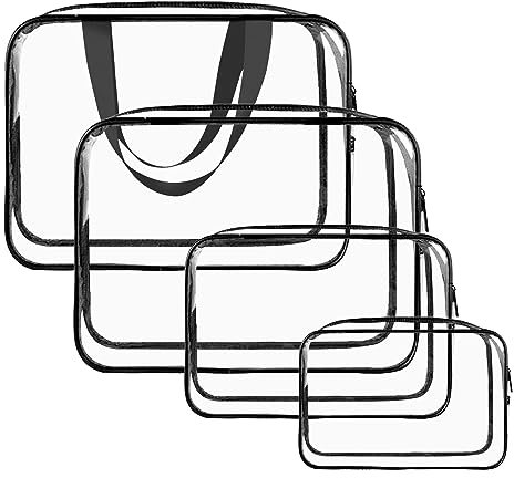 KEYRI 4 Stück Kulturbeutel Transparent wasserdichte Kosmetiktasche Durchsichtig Reise (Schwarz)