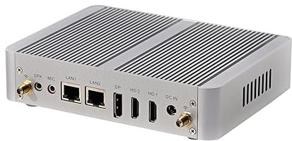 HUNSN Fanless Mini PC, Desktop Computer, HTPC, Kodi Box, Intel N100, Windows 11 Pro or Linux Ubuntu, BM34, AC WiFi, BT, 8 x USB, 2 x LAN, DP, 2 x HDMI, 8G RAM 128G SSD
