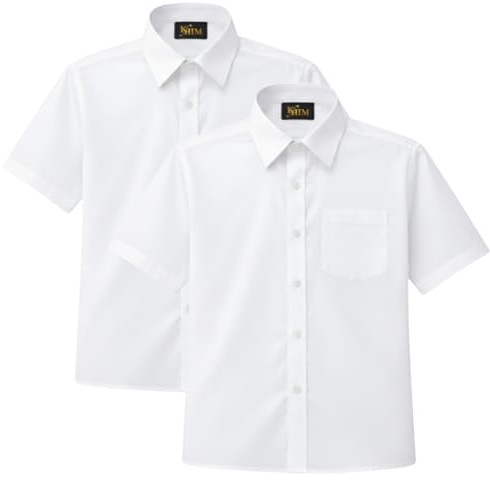 KHIM Kids Boys Full Sleeve Half Sleeve School Shirts Plain White Blue Dress Shirts 5-16 Years