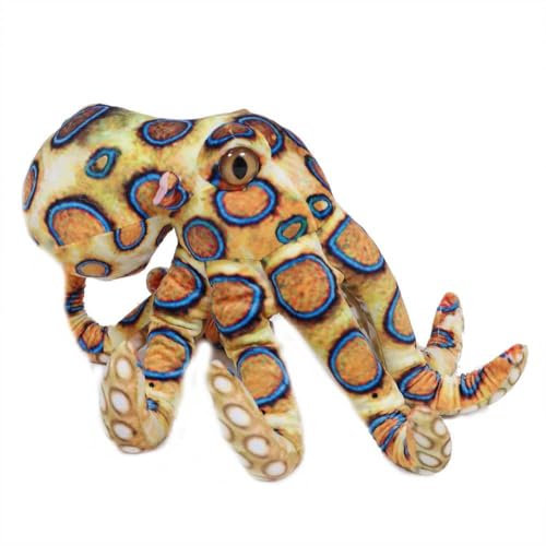 PIA Plüschtier Krake 32 cm, gelb blau, Kuscheltiere Stofftiere Meerestier Ozean Kraken Tintenfisch