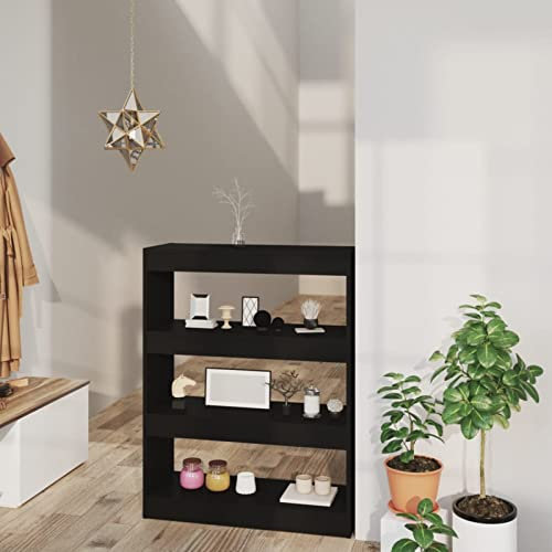 Camerina Bücherregal/Raumteiler Schwarz 80x30x103 cm Holzwerkstoff Kiefer Raumteiler Regal Schrank BüCherregal Regal Raumteiler Storage Shelves