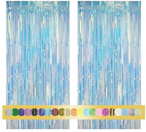 2 Stück Lametta Vorhänge Irisierende Meerjungfrau Glitzer Hintergrund Dekoration Folien Fransen Silvester Geburtstag Hochzeit Partydeko Luftschlangen Deko für Party Hochzeit Party Dekoration Neujahr