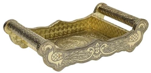 WANDERLUST DECO Bandeja de Metal Repujado Dorada 25x13x6