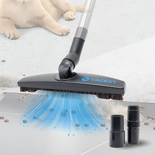 Verbesserter Hartholz-Bodenaufsatz für Staubsauger mit 32 mm Innendurchmesser mit weichen Borsten aus Pferdehaar und flexiblem Bürstenkopf – funktioniert auf niedrigen Teppichen und allen harten Böden