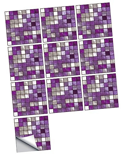 ANDRESLAD 10stücke Teiliges Pvc Wandaufkleber Mosaikfliesen Selbstklebend Mit Kristalloberfläche Barock Design Für Bad Küche Wohnzimmer Dekoration
