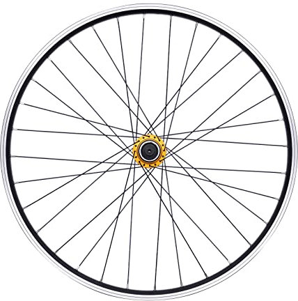 29 Zoll Mountainbike Laufradsatz (Vorne+ Hinten), Doppelte Sechs-Loch Scheibe Fahrrad mit Speichen, Gold Naben Schnellspanner Vorne Hinten Räder, Fahrrad Laufräder