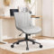 naspaluro Ergonomischer Bürostuhl, Schreibtischstuhl ohne Armlehnen, Gepolsterter Kunstleder Computerstuhl mit Rädern, Moderne Drehbar Kosmetikstühle mit Höhenverstellung, Grau