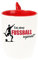 Coole Fußball-Tasse mit Löffel (rot) | mit Spruch Eat, sleep Fussball repeat | Geschenkidee für Fussball-Fans | Hochwertiger Keramik-Becher | 330 ml