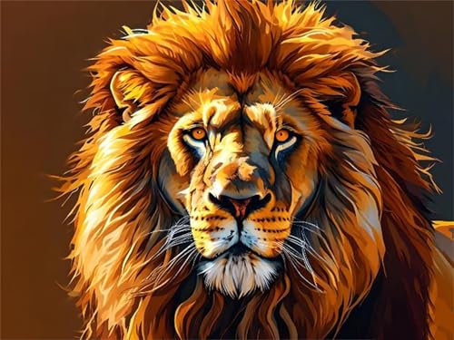 Kit de Pintura por Números, León Animal Pintar por Numeros Adultos Niños, DIY Paint by Number Kit con Pinceles y Pinturas Acrilicos, Lienzos para Pintar Pinturas Hogar Decoración 45x60cm s-4946