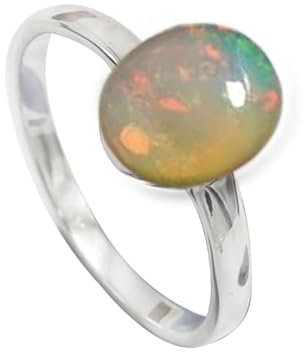 JEWELFORCE 925 Sterling Silber Opal Edelstein Ring Herren Damen Stein Band Ring Alle Größen Ring Handgefertigter Schmuck JSR-1078BE_69 (22.0)