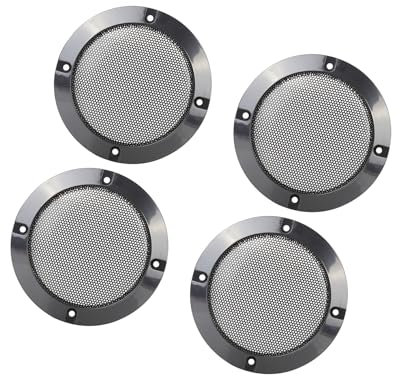 Hihaha 4pcs 4 Car Metal Glossy Audio Speaker Cover Mesh Grill Horn Guard Durable Material
