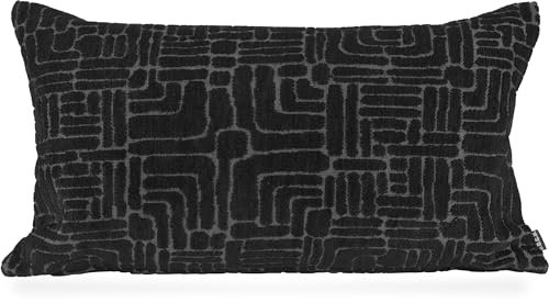H.O.C.K. Chessy Indoor Hocker und Dekokissen in verschiedenen Größen und Farben Gemustert (Schwarz, 70x40cm)
