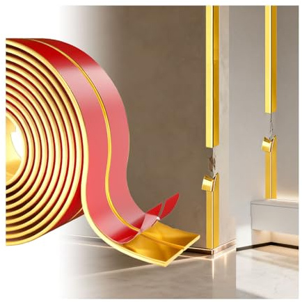 Tile Trim, Wall Corner Protectors, Self Adhesive Plastic Trim, Flexible Worktop Edging Strip for Tile Edging, Ceiling, Furniture, Countertop Frame (Gold 2cm×4m)