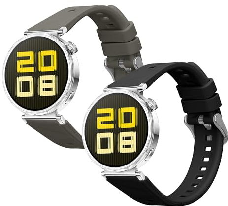 kwmobile Straps Compatible with Huawei Watch GT5 41mm / GT5 Pro 42mm / Watch GT4 41mm Straps - 2x Replacement Silicone Watch Bands - Smartwatch or Fitness Tracker - Black/Grey