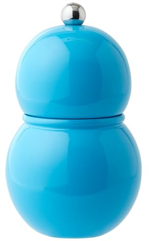 Addison Ross Chubbie Bobbin Salt or Pepper Mill – Easy Twist Ceramic Grinder – Sustainable Rubber Wood – Modern Design – Ideal Wedding Gifts or Housewarming Gift – Kitchen Accessories – Aqua – 12cm