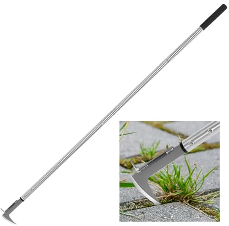 BARAYSTUS Crack Weeder, Edelstahl Manuelle Fugendüse Jäten Werkzeug, Langer Griff Unkrautgreifer Entferner, L-förmiger manueller Unkrautabzieher, langlebige Fugendüse für Gehweg, Garten, Terrasse