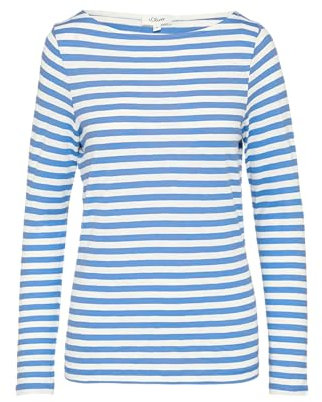 s.Oliver Geringeltes Langarmshirt aus Flammgarn mit U-Boot-Ausschnitt Royalblau 48