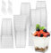 KOOSREEL Dessert Cups, 50Pcs 8oz/240ml Dessert Bowls Clear Hard Plastic Reusable Cheesecake Pots with 50Pcs Plastic Spoons for Puddings,Tiramisu,Mousses,Parfaits,Trifles,Party,Birthday