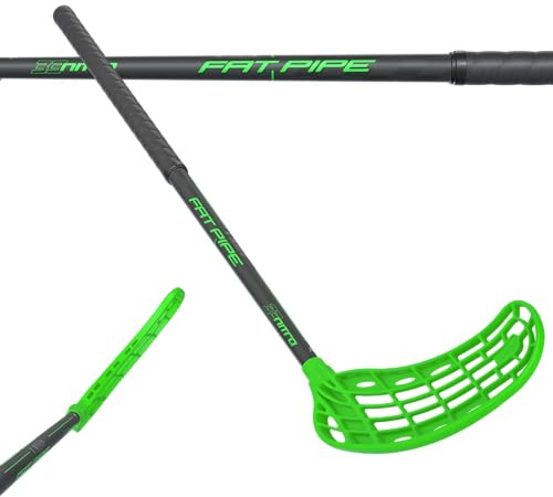 FAT PIPE Floorball Schläger Unihockey Stock Nitro 33 WIZ - Black NEON Green - IFF Zertifiziert, mit WIZ Schaufel/Kelle