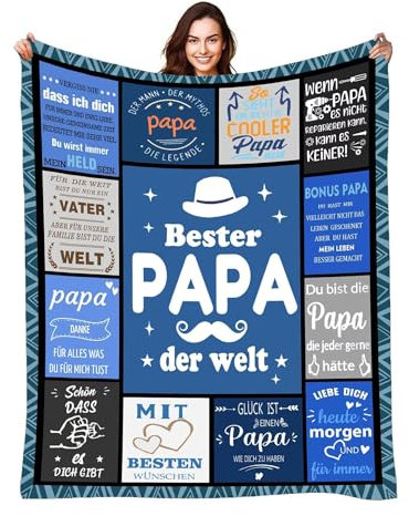ZUCZUG Kuscheldecke Geschenke für Papa - Personalisierte Geschenke Decke An Meine Papa - Vatertag Thanksgiving Geburtstagsgeschenk für Vater, Super Weiche Flanelldecke Schlafdecke für Vater von Sohn