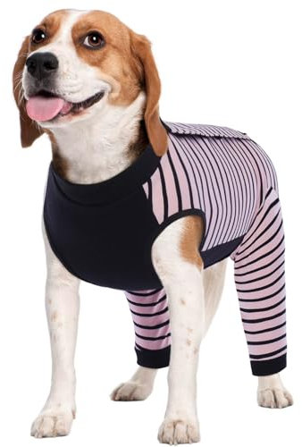 Kuoser Hundebody Nach Op, Schutzanzug Hund nach Kastration, Wundschutz Anzug Hündin, Nachbehandlungsanzug Hunde, Anti-Leck Body, Atmungsaktiv, Baumwolle, Verstellbar, Rosa L