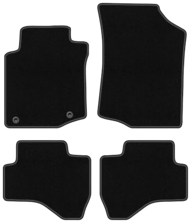 Velours-Fußmatten passend für Citroën C1 I 2005-2014, Schwarz, BASIC | passend für Schrägheck; dünner Velours-Teppich (Polypropylen), ca. 4 mm; rutschfest, runde Befestigungen (Typ CP)