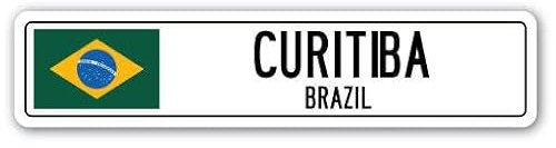 Plaque de rue CURITIBA BRÉSIL drapeau brésilien ville campagne route mur cadeau