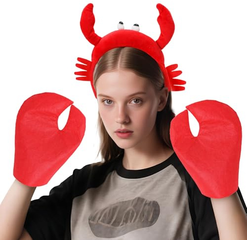 Joyincoser 2PCS Krabbe Kostüm Zubehör krebs kopfbedeckung mit Krabbenscheren lustig unterwasser Verkleidung Dekoration Für Erwachsene halloween Karneval Party