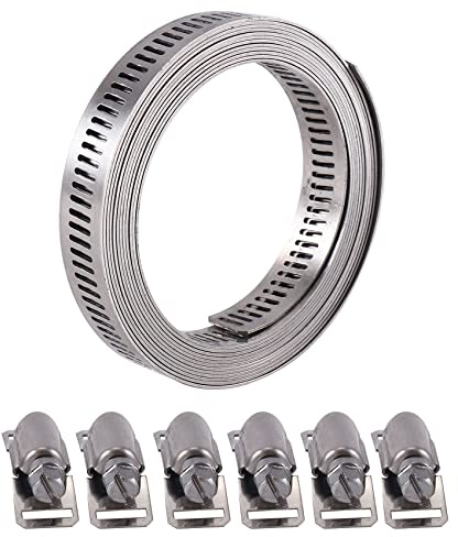 Qusedwey Abrazadera de Tornillo Sin Fin de Acero Inoxidable 304 Abrazadera de Manguera con Sujetadores Abrazadera de Manguera de Tubo Ajustable DIY Abrazadera de Conducto de 7,9 Pies