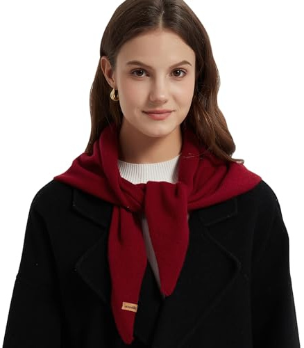 ACUSHLA 100% Merino Wool Triangle Scarf for Women Winter Neck Gaiter Warmer Knit Fashion Hooded Scarf Lightweight Soft Warm Neck Wrap for Ladies, 15.7'' X 47.2'', Crimson
