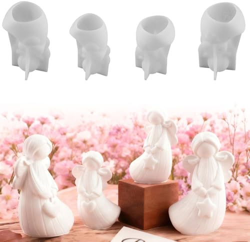 Silikonformen Gießformen Weihnachten Engels,4 Stück Silikonform Engel 3d,silikon Gießform Weihnachten,Engel Stern Gießformen Silikon Weihnachten Giessformen Silikon Für DIY Weihnachtsdeko Handwerk-