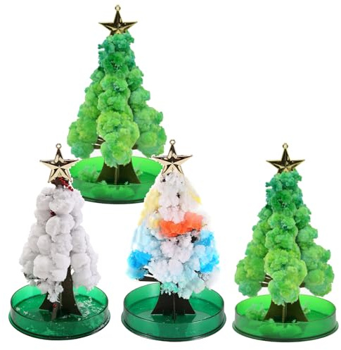 Lilalemon 4x Magic Growing Crystal Christmas Tree Set,Grow Your Own Crystals Science Kit,Stocking Loot Bag Fillers,Christmas Eve Party Box Favours Lucky Dip B
