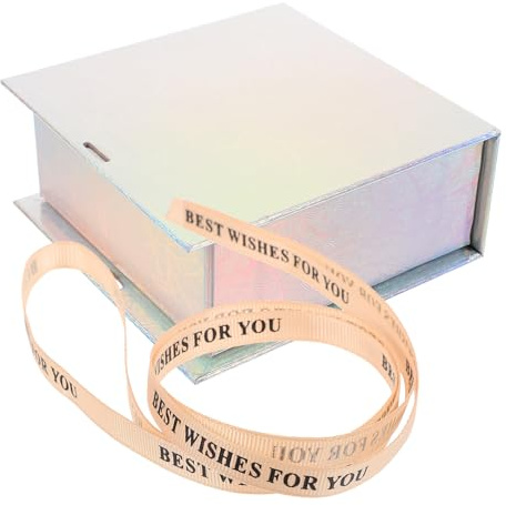 Gogogmee Geschenkverpackungsbox aus Papier mit Magnetverschluss Klappdeckel und Schleife Kleine Silberne Faltbox für Geburtstags und Partygeschenke