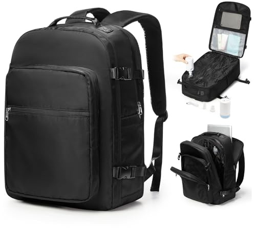 bergsalz Vacuum Backpack Travel Bag Cabin Bag 55x40x20 Ryanair Cabin Bags 55 x 40 x 20 Hand Luggage Vacuum Travel Carry On Backpack For Women Men With Pump Black