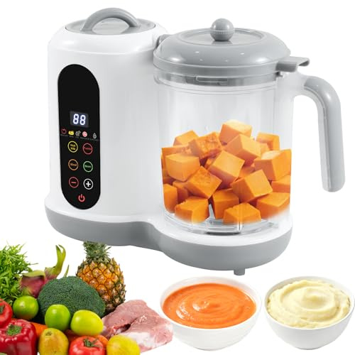 Babynahrungszubereiter, 400ML Baby Dampfgarer und Mixer, Baby Food Maker, mit voreingestellten Modi 4 Menüs, automatisches Kochen und Mahlen, Selbstreinigung, Touchscreen-Steuerung