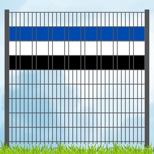 Zaunfachhandel24 Sichtschutzstreifen in Vereinsfarben - Set BLAU-Weiss-SCHWARZ