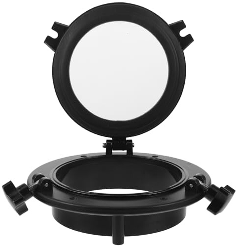 Ciieeo Boat Marine round Porthole Window 215mm Black Small Yacht Port Hatch Tempered Glass Replacement for Rv and Boat Cabin Ventilation
