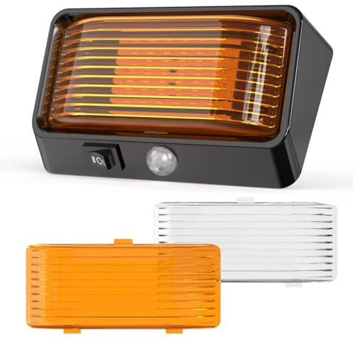 Wohnwagen Lampe Außen 12 Volt LED Lampen Wohnmobil Aussen Markise Veranda Licht mit Schalter, 300LM IP66 Nano Wasserdicht für LKW Wohnwagen Camper Reisemobil, weiß/bernsteinfarben umschaltbar