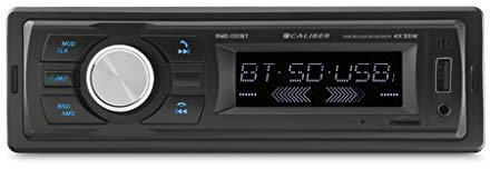 Caliber Autoradio - Radio Bluetooth Voiture - AUX - FM - SD - USB - 18 Préréglages - Kit Main Libre - 4X 55 Watts - Noir - 1 Din