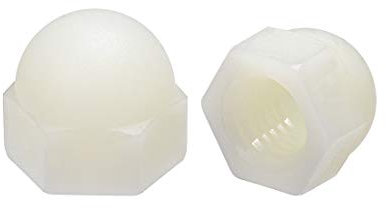 sourcing map M10 Écrou Borgne Hexagonal Dôme Tête Clous pour Vis Boulons Nylon Blanc 10 Pcs