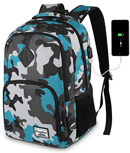YAMTION Rucksack Jungen Teenager,Schulrucksack mit USB-Ladeanschluss und 15.6 Zoll Laptopfach für Schule