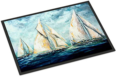 Caroline's Treasures MW1283MAT The Last Mile Sail Boats Door Mat, Indoor Rug or Outdoor Welcome Mat 18x27 Doormat, 18H X 27W, Multicolor