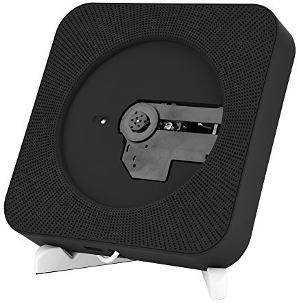 Tragbarer Multifunktions-Bluetooth-CD-Player zur Wandmontage mit Stereolautsprecher und Fernbedienung für CD-R, CD-RW, MP3, WMA(Schwarz)