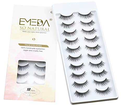 EMEDA Faux Cils Naturel 10 Styles, 10 Paires Faux Cils 3D, Longs Et Duveteux Dramatique Cils, Natural False Lashes Wispy Cateye Eyelashes (A6)
