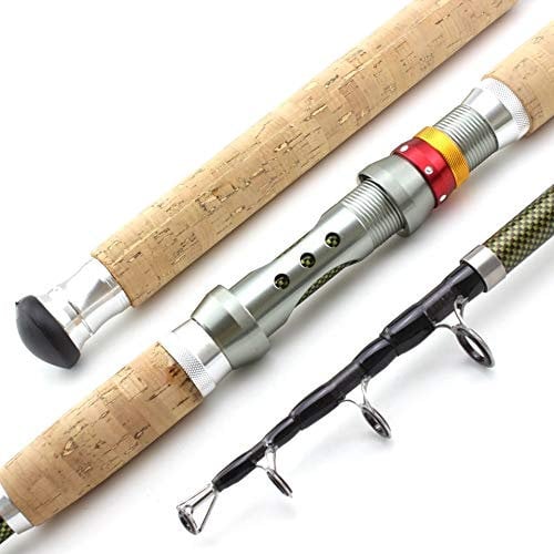 YOBAIH Teleskoprute 2.1m 2.4m 2.7m 3.0m 3.6m Teleskop Angelrute Carbon-Holzgriff Spinnrute Extra Heavy Karpfenangeln Pole Sea Tackle Angelruten (Size : 2.4 m)