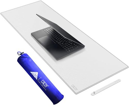 Cacoy 100x40 cm Schreibtischunterlage aus Leder, Übergroßes PU-Leder Schreibtischpad, Gaming-Mauspads, Erweitertes Wasserdichte Unterlage Schreibtisch Mausmatte für Büro und Zuhause, Weiß