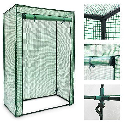 Crystals Walk in Tomato Mini Greenhouse Frame and Reinforced PE Weather Cover Garden Vegetables Grow and Cultivation, Green