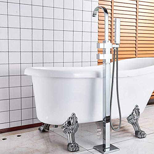 Huin Robinet de baignoire thermostatique monté au sol robinet de lavabo de salle de bain robinet mitigeur d'eau thermostatique avec douchette